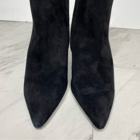 Tory Burch Sculpted Wedge Heel Pointed Toe Black Suede Bootie 6 1/2 M - Picture 10 of 14